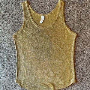 Gold Metallic Scoop Neck Tank Top